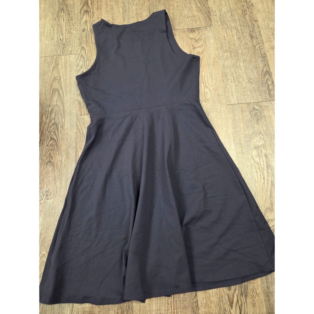 Susana Monaco Halter Sleeveless Navy Blue Flare Dress Size Medium Made in USA - Picture 5 of 5